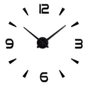 Самозалепващ се стенен часовник голям 80 - 120 см черен